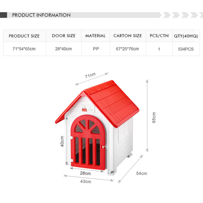 Rainproof Plastic Pet House Ventilated Small Dog Kennel Cat Cage for Indoor Outdoor