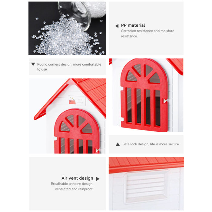 Rainproof Plastic Pet House Ventilated Small Dog Kennel Cat Cage for Indoor Outdoor