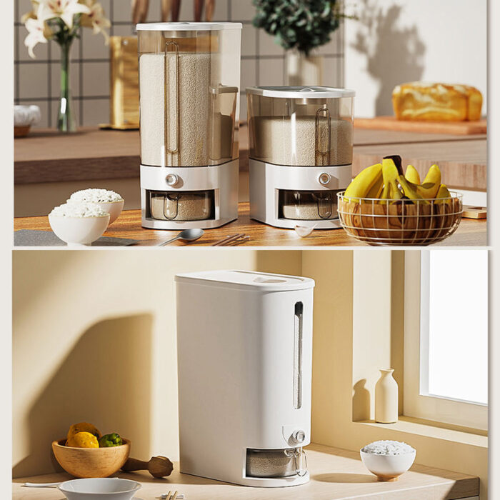 Safe Material PP Food Dispenser Sealed Rice Bucket With Lid Kitchen Storage