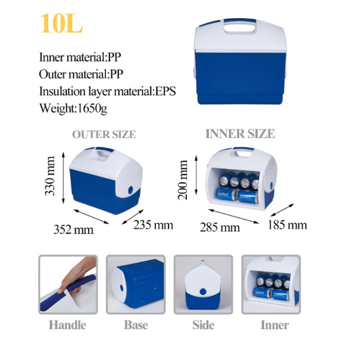 10L/20L Portable Handle Picnic Cooler Plastic Insulated Box for Outdoor Camping HC06X501 - Image 7