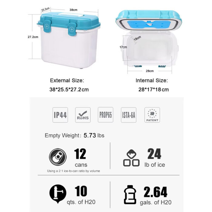 10QT/14QT Portable Blood Sample Transport Box 9.4L/13.2L Insulated Medical Ice Cooler