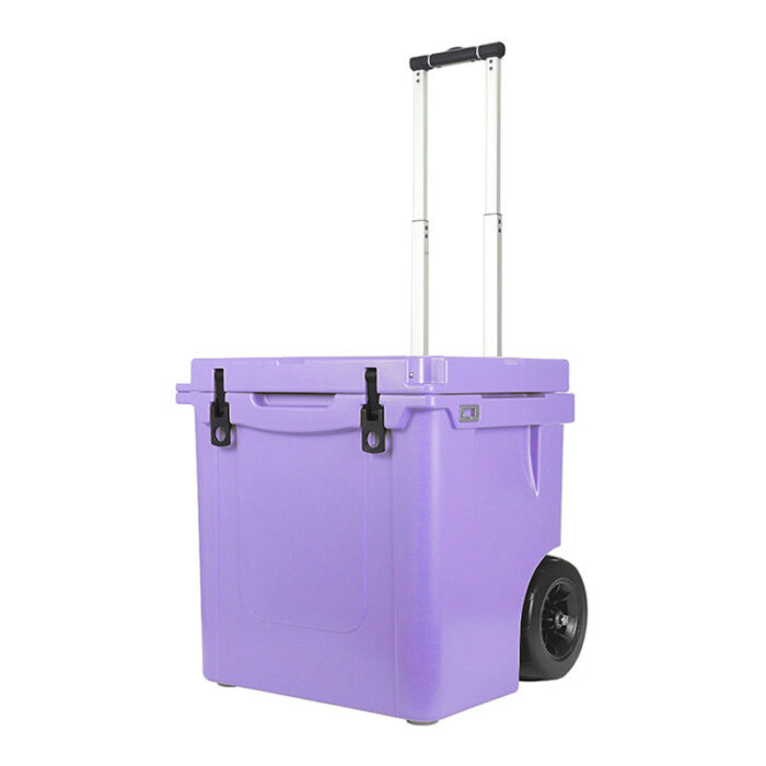 45QT Plastic Wheeled Cooler with Handle Trolley Rolling Durable 42.6L Ice Box