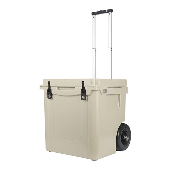 45QT Plastic Wheeled Cooler with Handle Trolley Rolling Durable 42.6L Ice Box