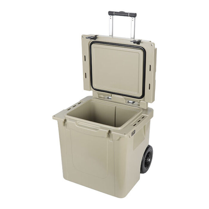 45QT Plastic Wheeled Cooler with Handle Trolley Rolling Durable 42.6L Ice Box