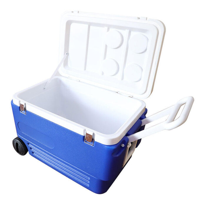 60L Insulated Large Wheeled Cooler Box with Solar Panel and USB Port 63.4QT Ice Chest