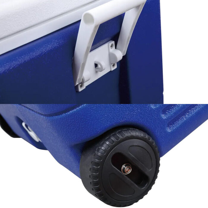 60L Insulated Large Wheeled Cooler Box with Solar Panel and USB Port 63.4QT Ice Chest