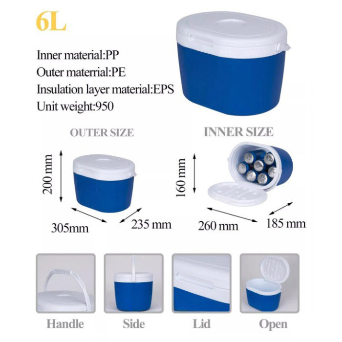 6L/14L/28L Insulated Thermal Hard Cooler with Handle Ice Retention Box
