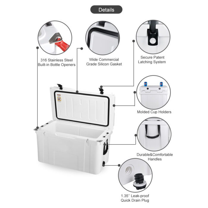 78QT Portable Insulated Large Capacity Hard Cooler 73.8L Ice Box for Parties Camping