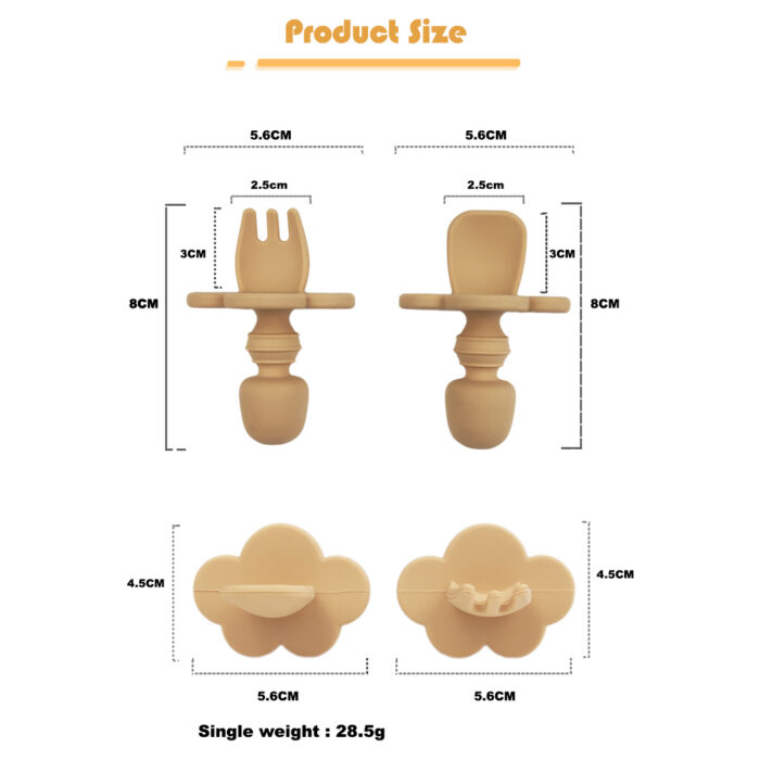 Baby Led Weaning Silicone Bib Suction Plate Cloud Shape Blocker Spoon Fork Set