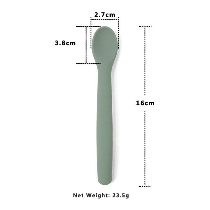 Baby Wean Feeding Tableware Silicone Bendable Spoon Toddler Suction Plate Set