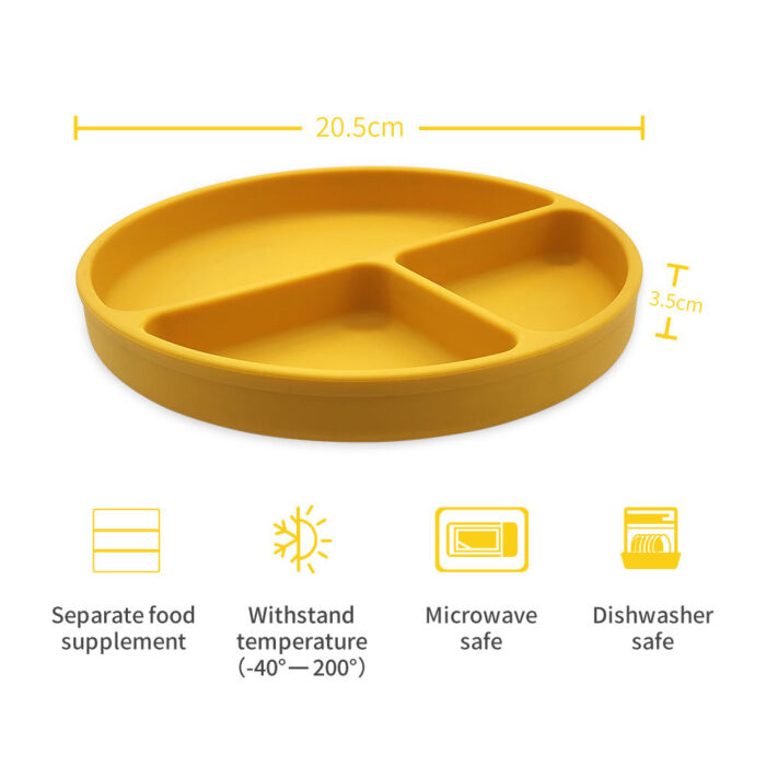 Baby Wean Feeding Tableware Silicone Bendable Spoon Toddler Suction Plate Set