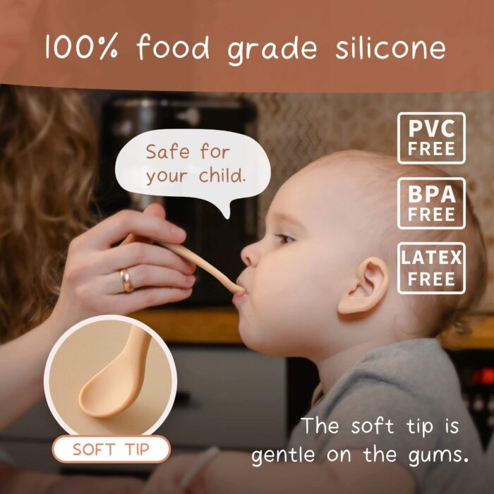 Baby Wean Feeding Tableware Silicone Bendable Spoon Toddler Suction Plate Set