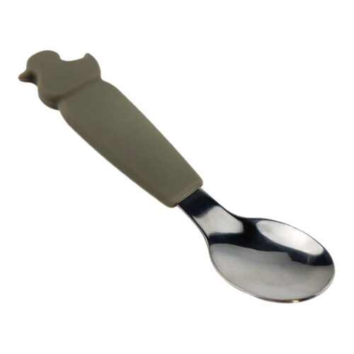 Children Silicone Handle Stainless Steel Spoon Fork Set Kid Cutlery Baby Tableware