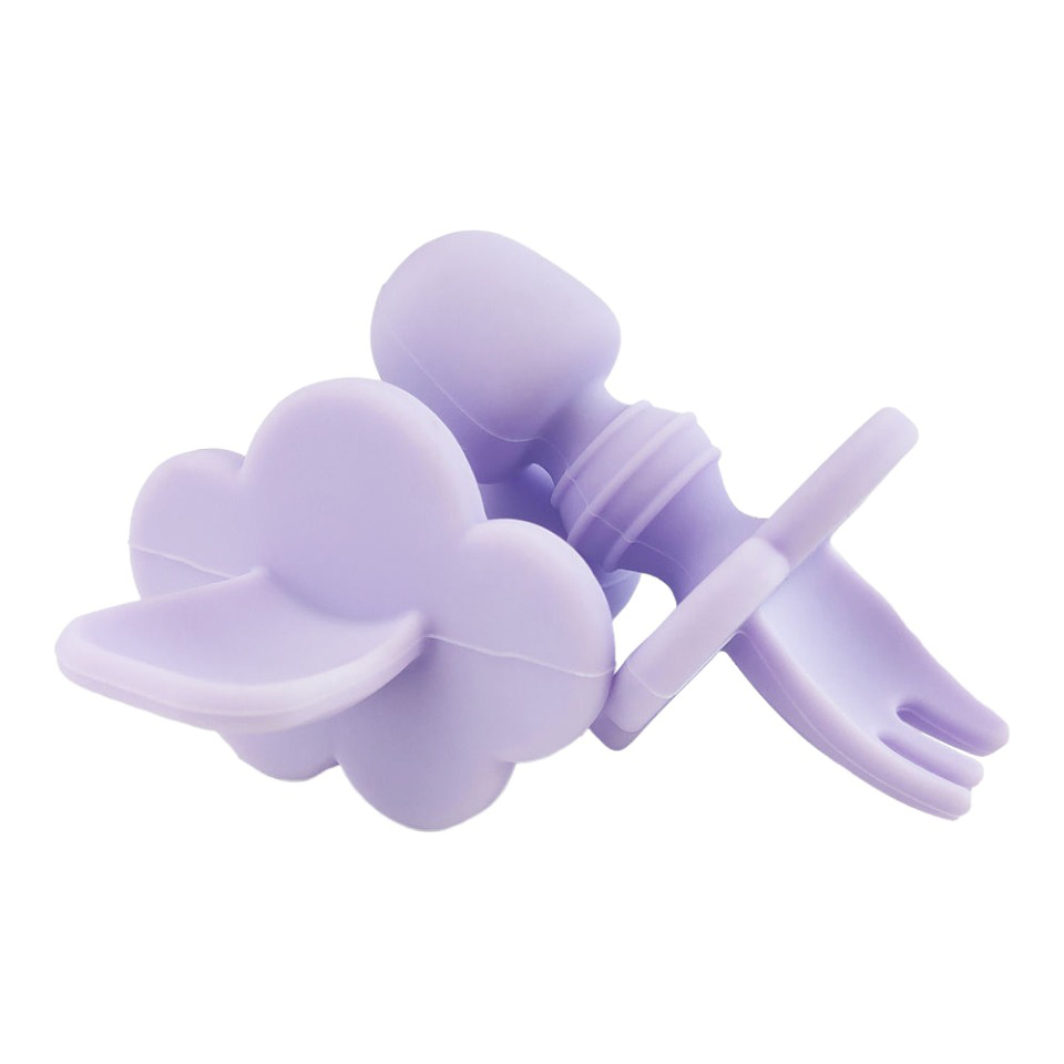 Cloud Shape Blocker Silicone Baby Training Spoon Fork Set Wean Infant Toddler