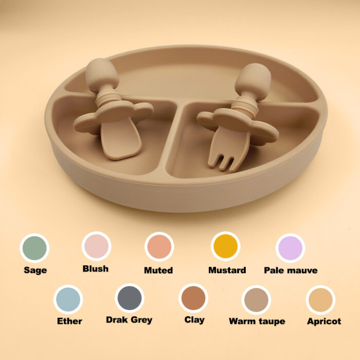 Cloud Shape Blocker Silicone Baby Training Spoon Fork Set Wean Infant Toddler