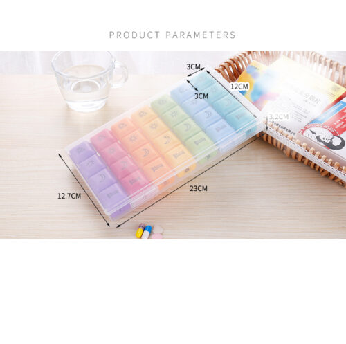 28 Grid Weekly Pill Organizer Morning Night Separate Compartments Case