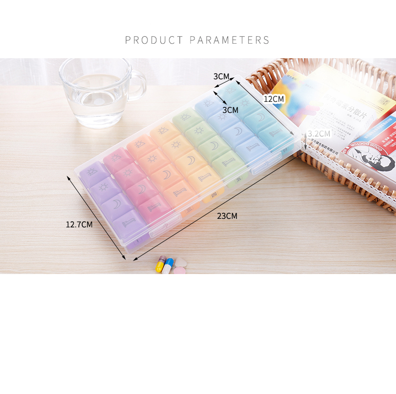 28 Grid Weekly Pill Organizer Morning Night Separate Compartments Case