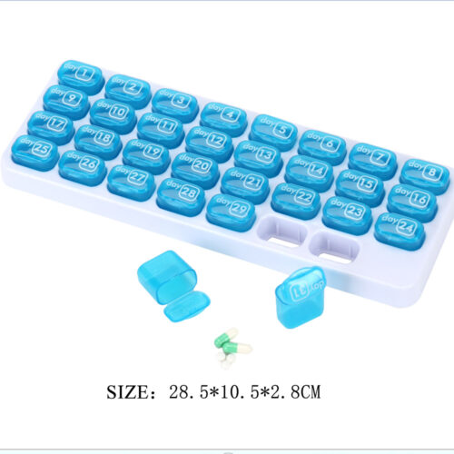 31-Grid Plastic Medicine Box with One Month Single Detachable PP Pill Case