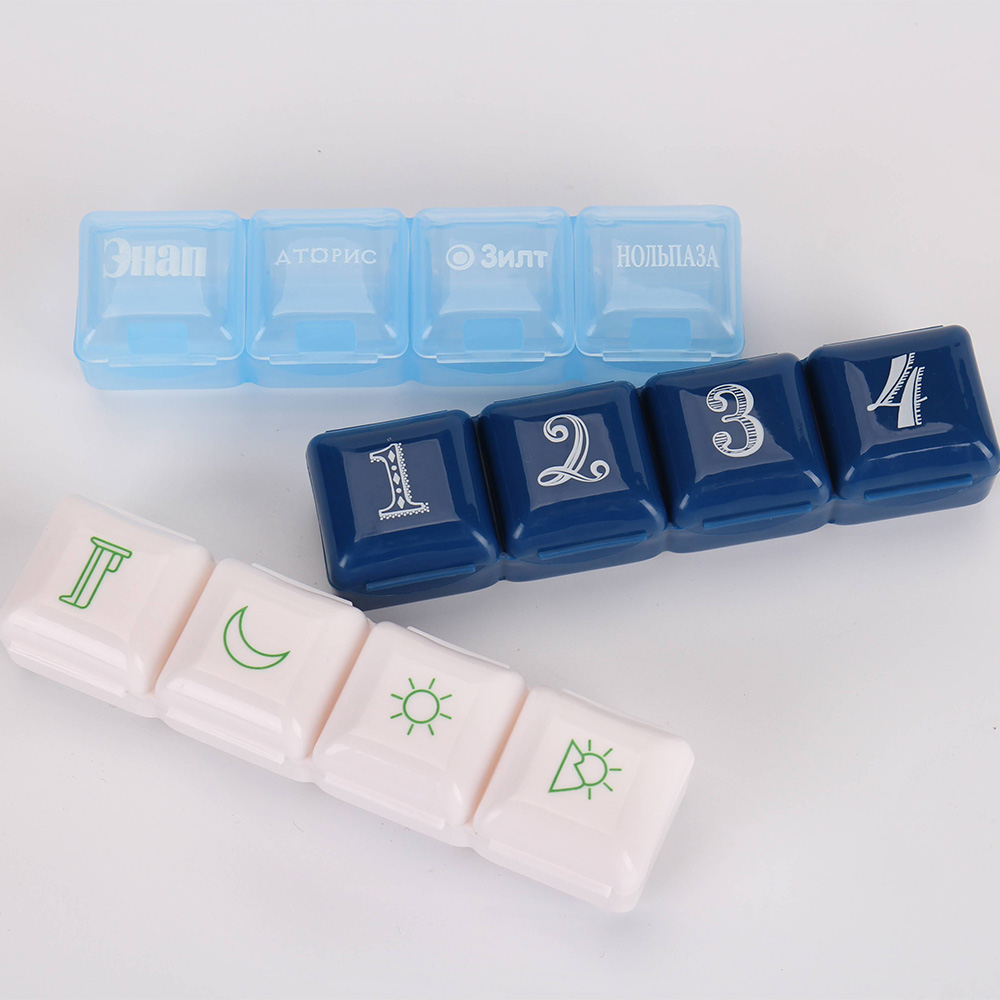4 Box PP Mini Portable Daily Medicine Box Pocket Pill Case