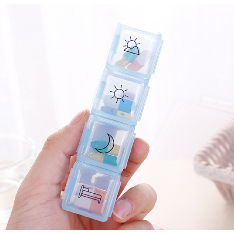4 Box PP Mini Portable Daily Medicine Box Pocket Pill Case