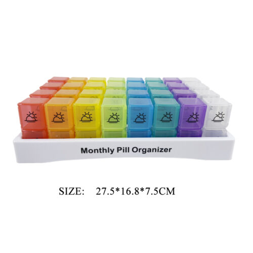 Plastic Pill Organizer Monthly AM PM Compartment Box Case with 31 Removable Sides