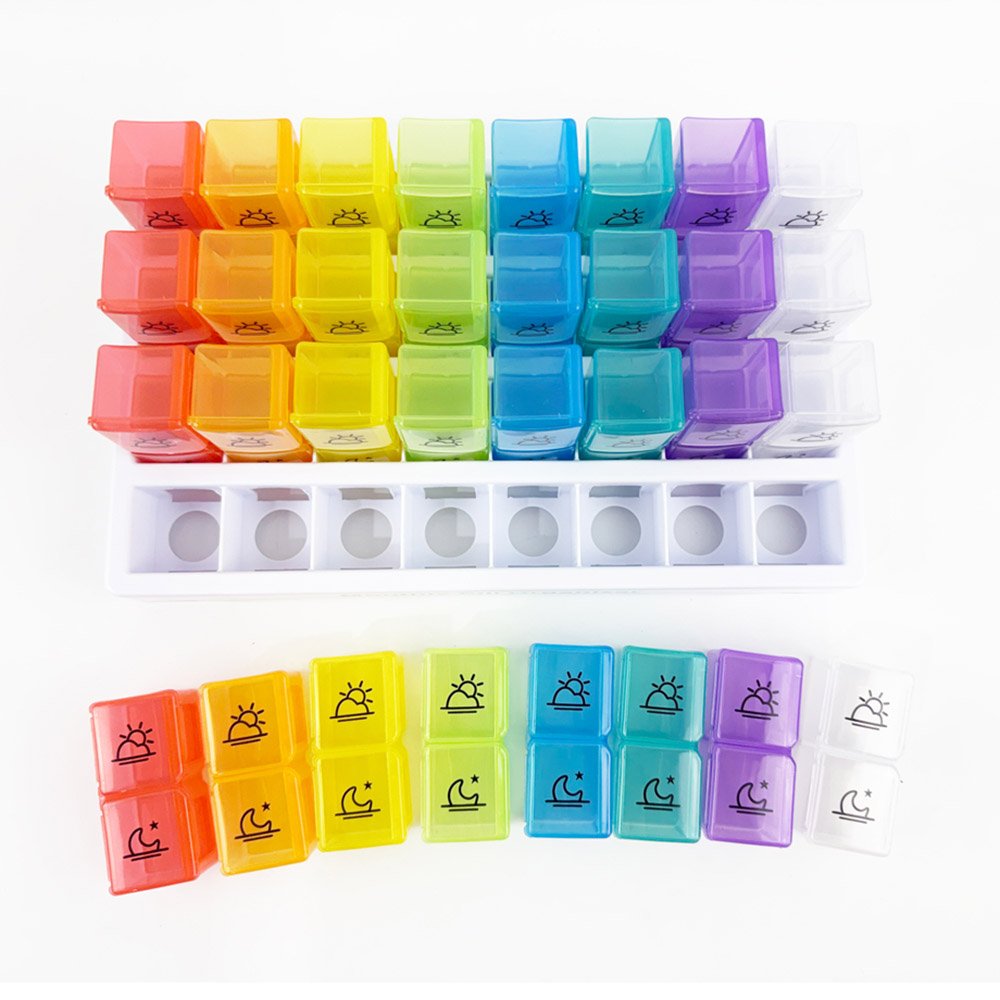 Plastic Pill Organizer Monthly AM PM Compartment Box Case with 31 Removable Sides
