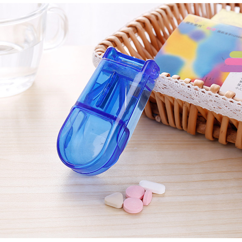 Portable Pill Cutter Splitter Case with PS Plastic Customized Color Divider Medicine Box