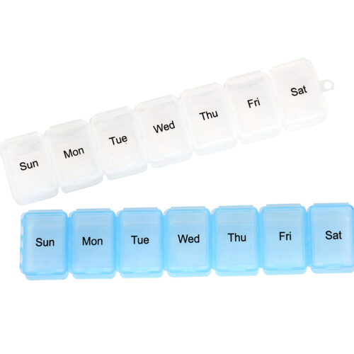 Weekly Pill Organizer With Chain Hanger for Medicine Storage