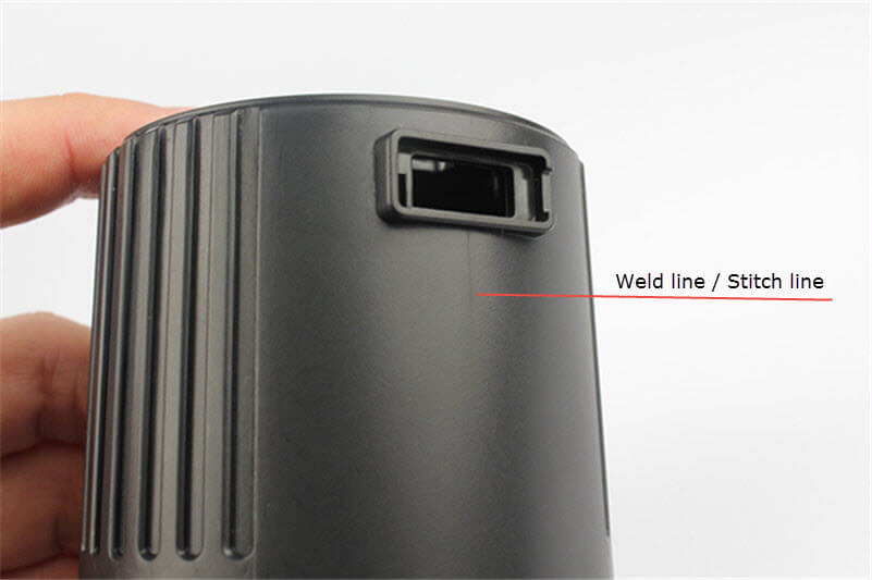 Weld line injection molded part