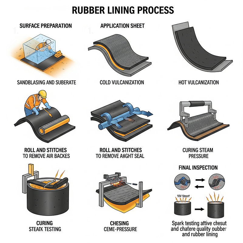 the detailed rubber lining process