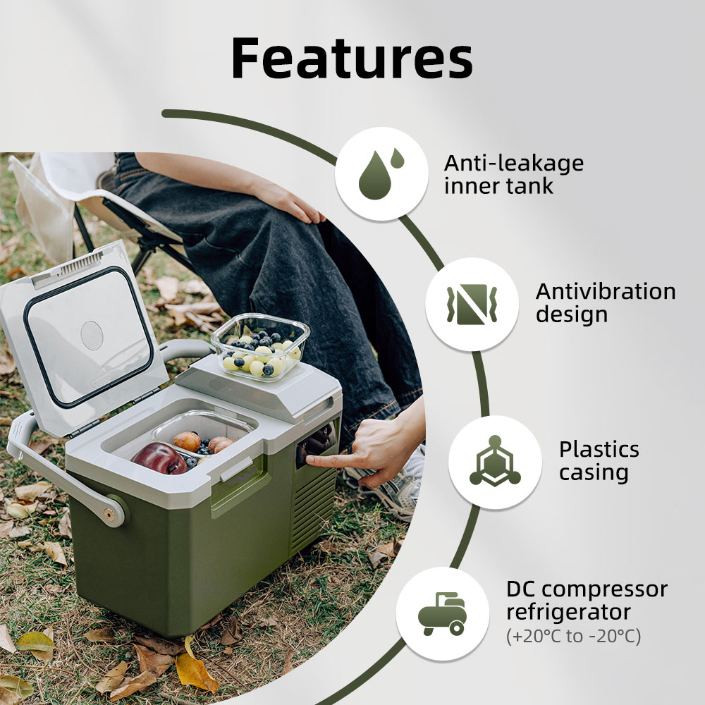 16QT Electric Hard Cooler Battery Powered Mobile Fridge for Outdoor Camper 15L