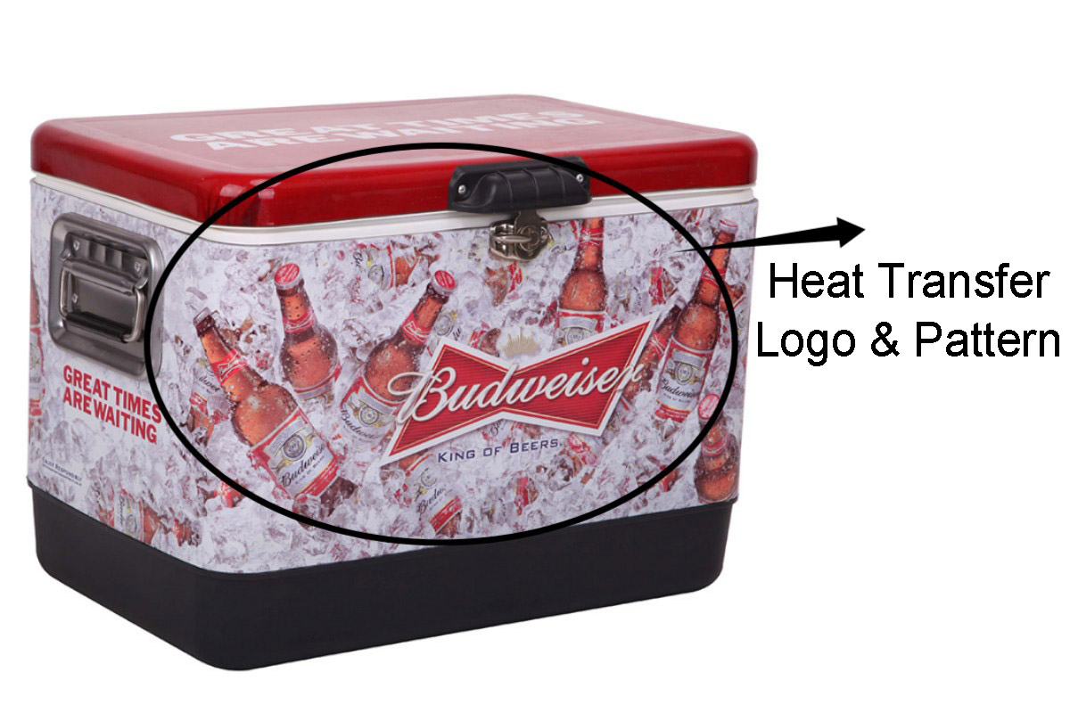 heat transfer logo and pattern ice chest