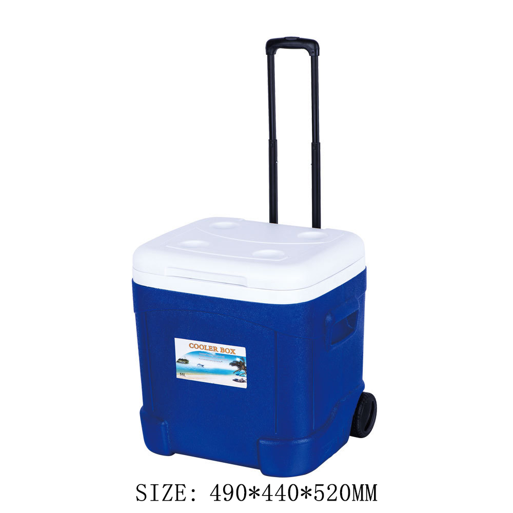 58.1QT Cooler Box with Wheels PPPEPU Insulated Ice Chest for Outdoor Use 55L