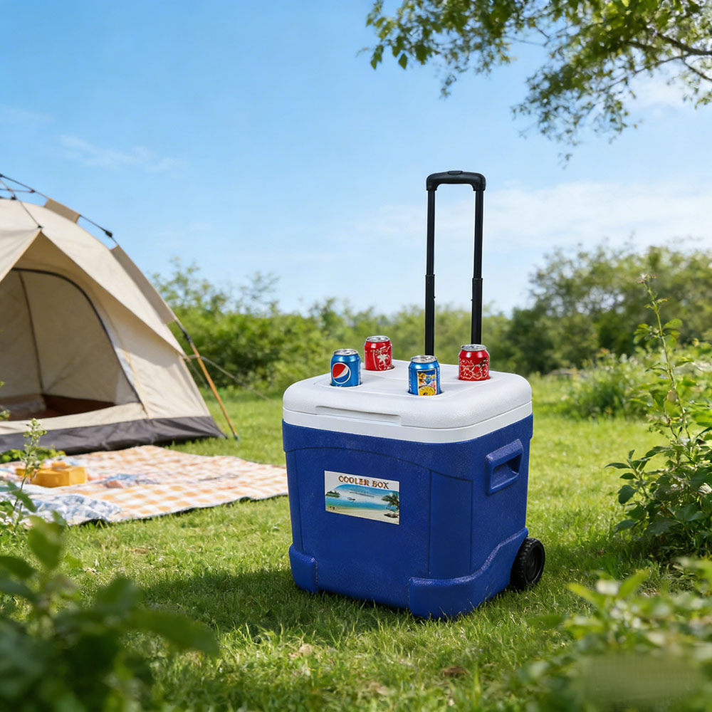 58.1QT Cooler Box with Wheels PPPEPU Insulated Ice Chest for Outdoor Use 55L