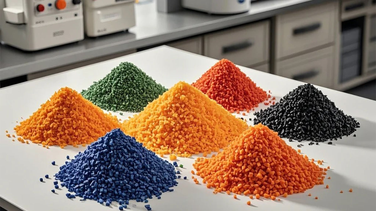 plastic injection molding pellets on the table